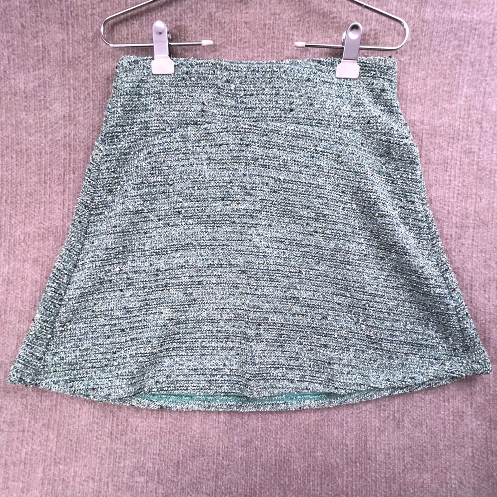 LOFT Womens‎ Skirt Size S Green Blue Heathered Tweed Mini Casual Career
